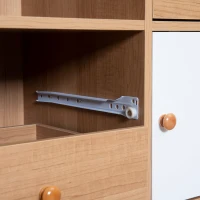 HOMCOM Beistellschrank Sideboard Küchenschrank Kommode mit 1 offenen Fächern 4 Schubladen für Wohnzimmer Skandi-Design Natur+Weiß 80 x 39 x 80 cm(m-8)