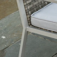 Outsunny Vierdelige tuinset, bank, zitkussen, salontafel, staal grijs(m-8)