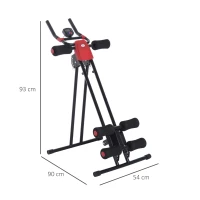 HOMCOM Rugtrainer buiktrainer buikspieren sportuitrusting fitness LCD-scherm inklapbaar(m-3)
