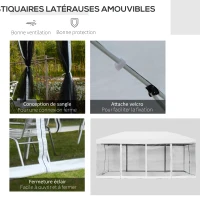 Outsunny Tonnelle Barnum pop-up Pliant Style Colonial 6 x 3 m 6 moustiquaires + Sac de Transport Blanc et Noir(m-6)