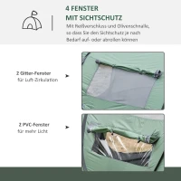 Outsunny Tent voor 4-5 personen, kampeertent met haringen, koepeltent, polyester, groen(m-6)