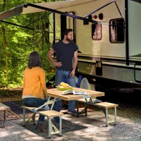 Outsunny® hout kampeertafel klaptafel picknick bank eettafel picknicktafel picknick koffer zitgroep 4 stoelen klaptafelgroep(m-10)