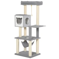 PawHut krabpaal kattenboom klimboom voor katten Multi-activity center E1 spaanplaat(m-11)