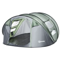 Outsunny Tent voor 4-5 personen, kampeertent met haringen, koepeltent, polyester, groen(m-1)