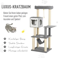 PawHut krabpaal kattenboom klimboom voor katten Multi-activity center E1 spaanplaat(m-4)