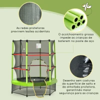 HOMCOM Trampolim Infantil Ø107 cm com Rede de Segurança Ø140x160 cm Verde(m-6)