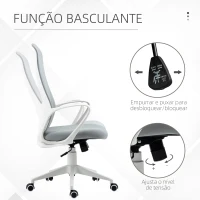 Vinsetto Cadeira de Escritório Ergonómica com Altura Ajustável Função de Inclinação e Encosto Alto 62x56x110-119,5 cm Cinza(m-5)