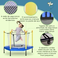 ZONEKIZ Trampolim para Crianças com Rede de Segurança 122x122x97 cm Azul(m-4)