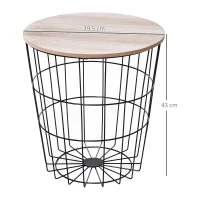 HOMCOM Masa Container Rotunda, din Lemn si Metal Negru Φ39.5x43cm(m-3)