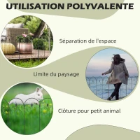 Outsunny Lot de 5 clôtures de jardin décoratives en métal avec ornements 305 x 79,5 cm noir(m-6)