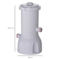 Outsunny Filtro para Piscinas Desmontáveis 3785L/h até 18.000L com Mangueira de Conexão de 32 mm Ø18x34,5 cm Branco(m-3)