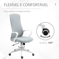 Vinsetto Cadeira de Escritório Ergonómica com Altura Ajustável Função de Inclinação e Encosto Alto 62x56x110-119,5 cm Cinza(m-7)