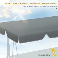 Outsunny Toldo de Substituição para Baloiço de 2 Lugares com Proteção UV50+ para Jardim Varanda Pátio  92x144 cm Cinza Escuro(m-4)