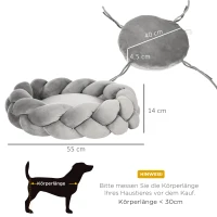 PawHut Pet Bed incl. Pillow, Cat Bed, Dog Basket, Washable, 55 cm x 55 cm x 14 cm, Gray(m-3)