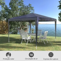 Outsunny Tenda de Jardim Tenda de Exterior com Tubos de Aço e Cobertura de PE para Eventos Campismo Festas 293x293x252 cm Azul(m-4)