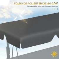 Outsunny Toldo de Substituição para Baloiços de 3 Lugares Toldo para Baloiços de Jardim com Tecido de Poliéster 156x117x15 cm Cinza(m-4)
