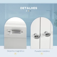 kleankin Armário de Parede para Casa de Banho com 2 Portas Prateleira Aberta e 2 Gavetas Estilo Moderno 50,8x17,8x66 cm Branco(m-6)