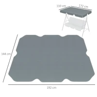 Outsunny Toldo de Substituição para Baloiço de 2 Lugares com Proteção UV50+ para Jardim Varanda Pátio  92x144 cm Cinza Escuro(m-3)