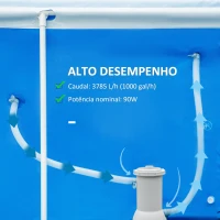 Outsunny Filtro para Piscinas Desmontáveis 3785L/h até 18.000L com Mangueira de Conexão de 32 mm Ø18x34,5 cm Branco(m-4)