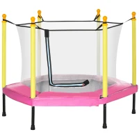ZONEKIZ Trampolim para Crianças 95x85 cm com Rede de Segurança trampolim Infantil para Crianças de 3-6 Anos 122x122x97 cm Rosa(m-10)