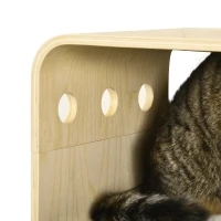 PawHut Ścianka wspinaczkowa dla kotów, zestaw 3 schodków dla kotów, drabinka dla kotów z poduszką, kolor naturalny(m-9)