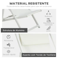 Outsunny Conjunto de 2 Espreguiçadeiras Dobráveis com Encosto Reclinável em 5 Posições e Apoio para a Cabeça 58x96,5x91,5 cm Branco(m-6)