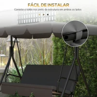 Outsunny Toldo de Substituição para Baloiços de 3 Lugares Toldo para Baloiços de Jardim com Tecido de Poliéster 156x117x15 cm Cinza(m-5)