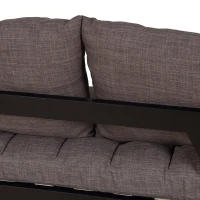 HOMCOM Canapea Extensibila pentru O Persoana cu Cotiere Reglabile un 3 Pozitii din Tesatura si Lemn, Negru si Gri(m-5)