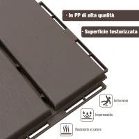 Outsunny Set 9 Mattonelle a Incastro per Terrazzo, Piastrelle per pavimenti (30x30x2cm) in PP Antiscivolo, Area: 0.81 mq Marrone(m-5)