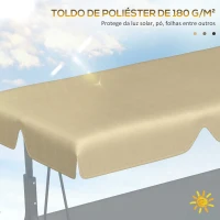 Outsunny Toldo de Substituição para Baloiços de 3 Lugares Toldo para Baloiços de Jardim com Tecido de Poliéster 156x117x15 cm Bege(m-4)