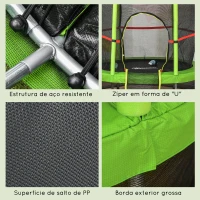 HOMCOM Trampolim Infantil Ø107 cm com Rede de Segurança Ø140x160 cm Verde(m-5)
