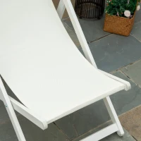 Outsunny Conjunto de 2 Espreguiçadeiras Dobráveis com Encosto Reclinável em 5 Posições e Apoio para a Cabeça 58x96,5x91,5 cm Branco(m-8)
