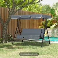 Outsunny Toldo de Substituição para Baloiço de 2 Lugares com Proteção UV50+ para Jardim Varanda Pátio  92x144 cm Cinza Escuro(m-2)