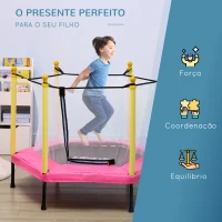 ZONEKIZ Trampolim para Crianças 95x85 cm com Rede de Segurança trampolim Infantil para Crianças de 3-6 Anos 122x122x97 cm Rosa(m-6)