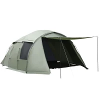 Outsunny Tenda de Campismo para 4-6 Pessoas Impermeável PU2000 com Proteção UV30+ e Bolsa de Transporte 610x385x220 cm Verde(m-10)