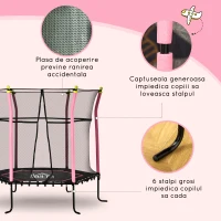 HOMCOM Trambulina pentru Copii 3-10 ani cu Plasa de Siguranta si Corzi Elastice, Φ161x163cm(m-5)
