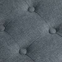 HOMCOM Linen-Look Square Ottoman Footstool w/ Button Tufts Wood Frame Padding Fabric Upholstered Stylish Home Furniture Footrest Side Table Grey(m-7)