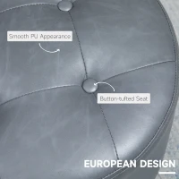 HOMCOM 360° Swivel Foot Stool Round PU Ottoman with Thick Sponge Padding and Solid Steel Base, Grey(m-5)