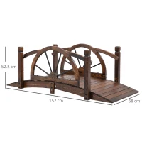 Outsunny 1.5M Wooden Garden Bridge Decorative Arc Footbridge with Safety Guardrail Outdoor Lawn Pond Bridge Walkway Stained Wood(m-3)