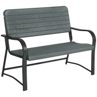 Outsunny Metal Frame 2 Seater Bench-Black, Atrovirens Slat(m-1)