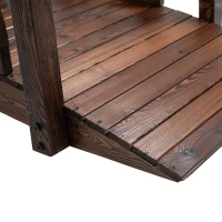 Outsunny 1.5M Wooden Garden Bridge Decorative Arc Footbridge with Safety Guardrail Outdoor Lawn Pond Bridge Walkway Stained Wood(m-8)