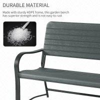 Outsunny Metal Frame 2 Seater Bench-Black, Atrovirens Slat(m-7)