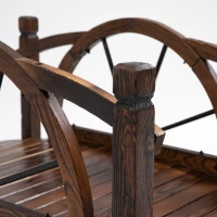 Outsunny 1.5M Wooden Garden Bridge Decorative Arc Footbridge with Safety Guardrail Outdoor Lawn Pond Bridge Walkway Stained Wood(m-9)