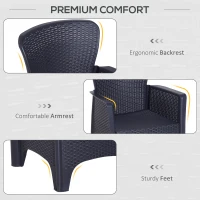 Outsunny 3 PCs Furniture Set Conversation Rattan Sofa Cushion Patio Lawn Garden Balcony(m-5)