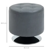 HOMCOM 360° Swivel Foot Stool Round PU Ottoman with Thick Sponge Padding and Solid Steel Base, Grey(m-3)