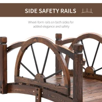 Outsunny 1.5M Wooden Garden Bridge Decorative Arc Footbridge with Safety Guardrail Outdoor Lawn Pond Bridge Walkway Stained Wood(m-4)