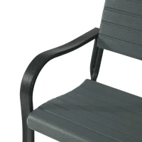 Outsunny Metal Frame 2 Seater Bench-Black, Atrovirens Slat(m-8)