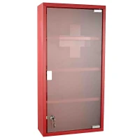 HOMCOM Armario de Medicinas Botiquín Gabinete de Primero Auxilios 4 Estantes 30x12x60cm Caja Colgante de Pared Medicinas con Cerradura(m-5)