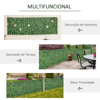 Outsunny Vedação Artificial em Rolo 3m Vedação de Privacidade para Balcão Jardim Exterior Planta Decorativa de Parede PE Verde(m-5)