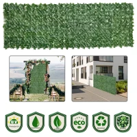 Outsunny Vedação Artificial em Rolo 3m Vedação de Privacidade para Balcão Jardim Exterior Planta Decorativa de Parede PE Verde(m-7)